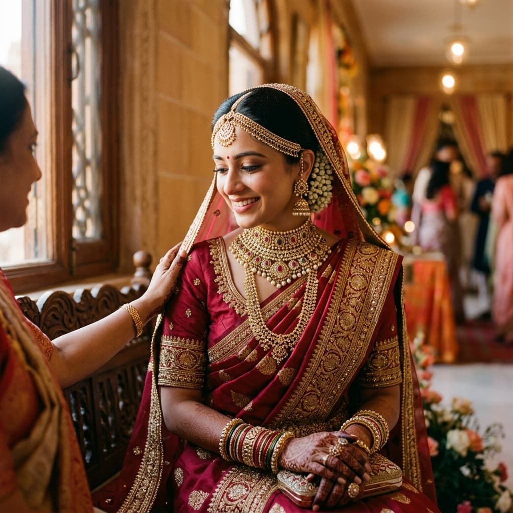 Indian bride wearing heritage jewellery